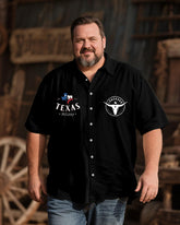 Big & Tall Men's Western Denim Printed Short Sleeve Shirt